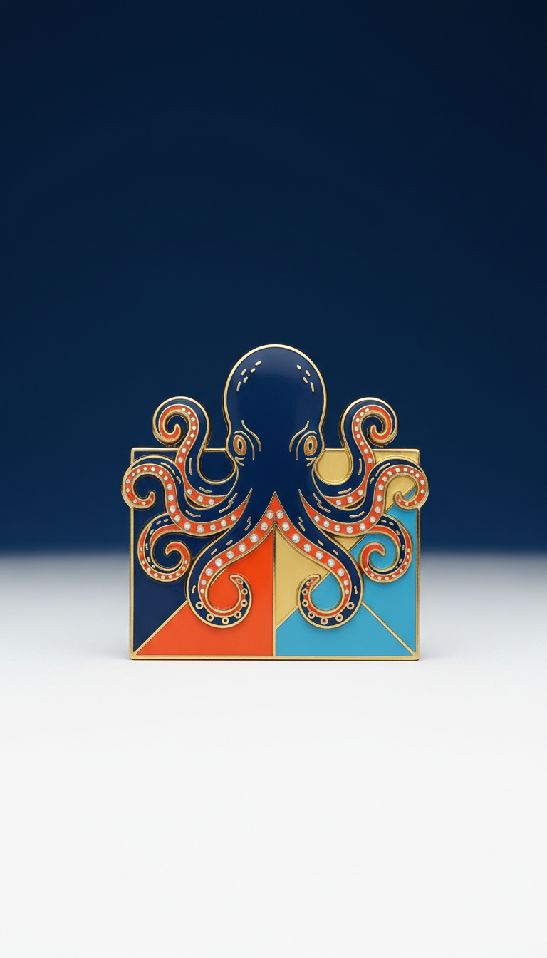 Kraken Enamel Pin With Tentacle Detail